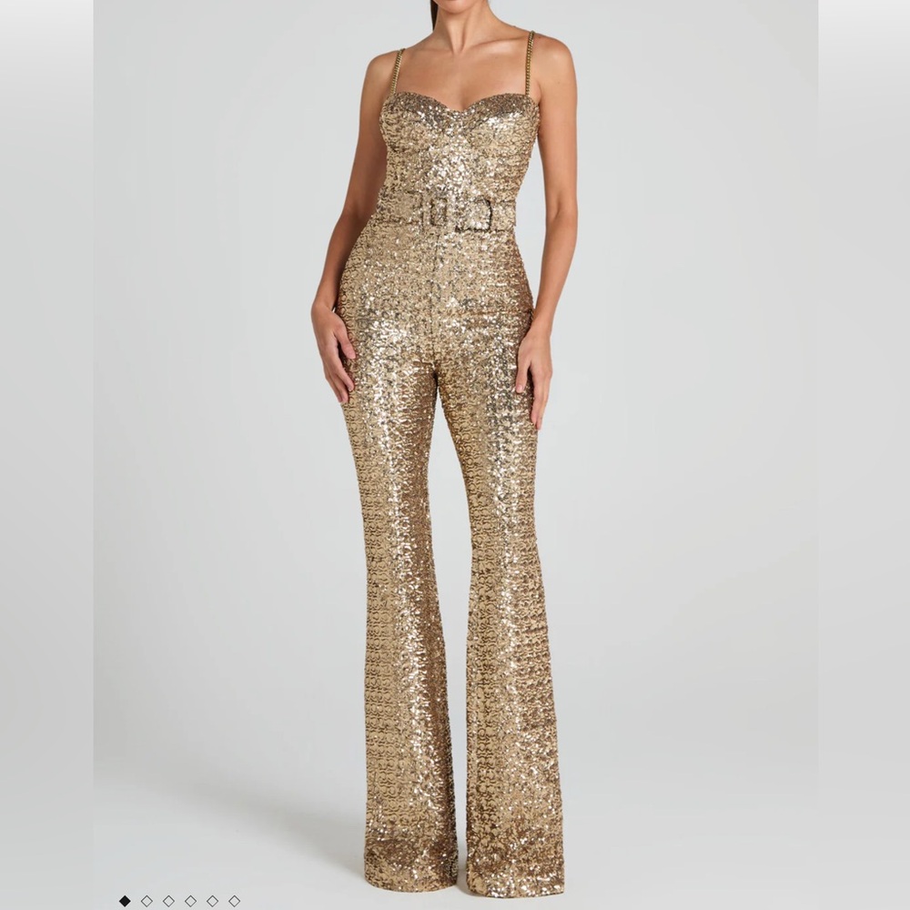 NADINE MERABI Lucinda Glittering Gold Jumpsuit
